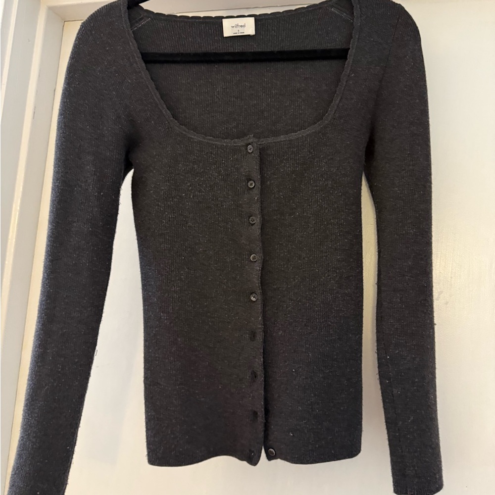 Aritzia Lafleur Charcoal Knit Cardigan